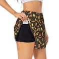thumbnail image 1 of Daiia Fast Food Pattern Women's 2 in 1 Running Shorts - Lightweight Athletic Workout Gym Yoga Shorts Liner with Phone Pockets-X-Large, 1 of 7