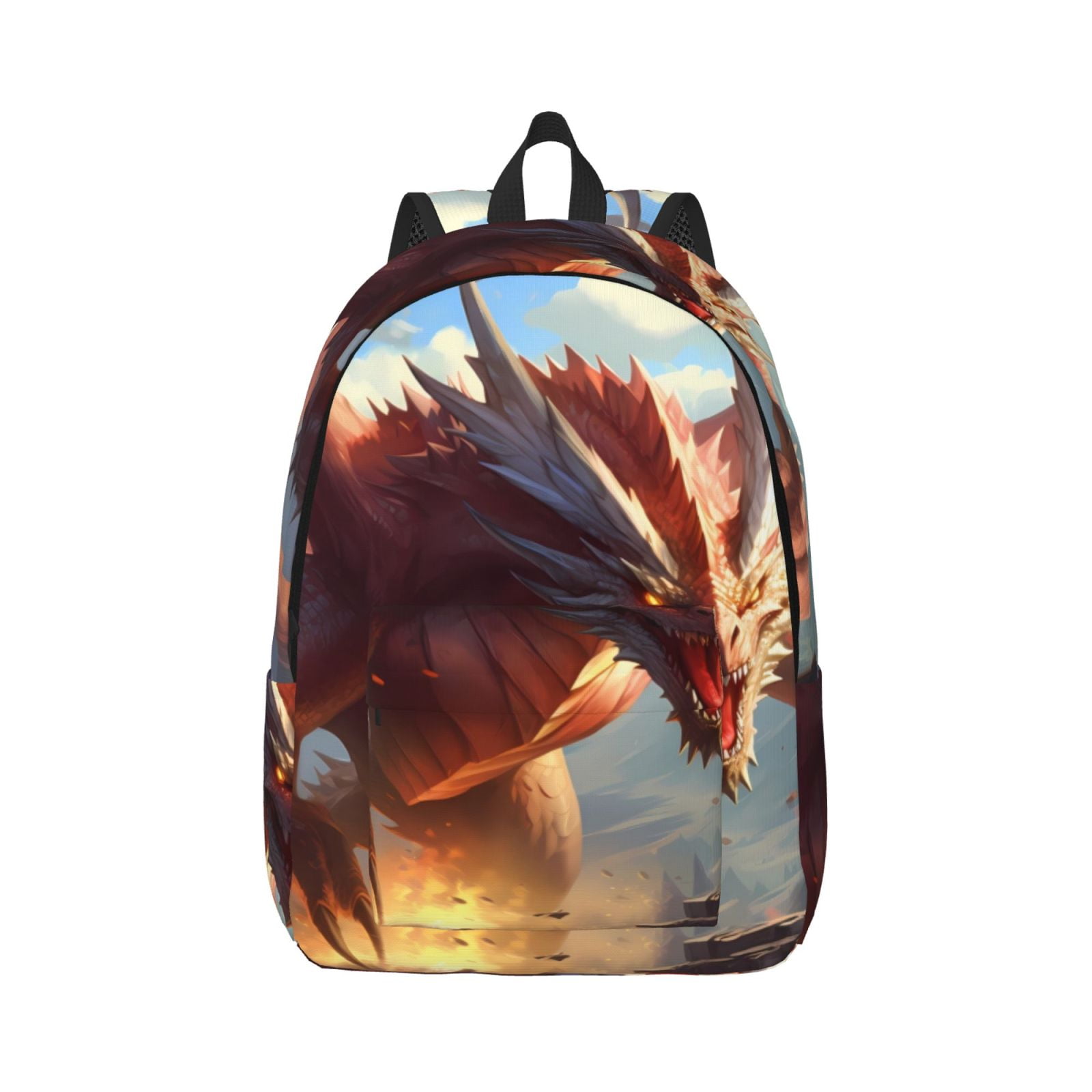 Daiia Ferocious Dragon Fury Vintage Canvas Backpack for Men and Women