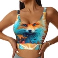 thumbnail image 1 of Daiia Fiery Red Maple Leaf Fox Printed Women's Sports Bra, Breathable Activewear Bra with U-Back Design and Removable Pads, Comfortable and Supportive for Yoga, Workout-XX-Large, 1 of 8