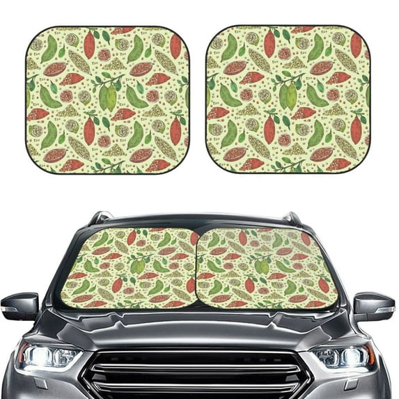 Daiia Finger Lime Fruits 2PCS Car Windshield Sun Shade, Foldable Sun Shield for Car Front Window, Auto Sun Blocker Visor Protector Universal for Truck SUV Pickup-Small