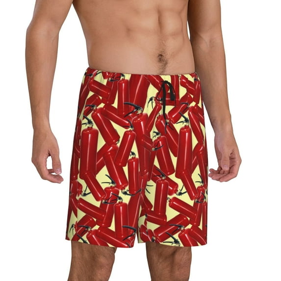 Daiia Fire Extinguisher Mens Woven Stretch Pajama Short,Short Pajama Pants-X-Large