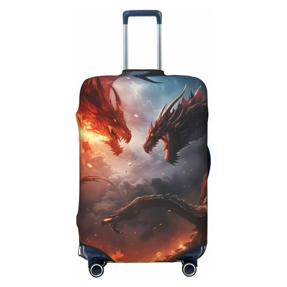 Daiia Fire Sky Dragon Luggage Cover, Thickened Washable Travel Luggage Covers, Elastic Unique Baggage Covers for 18-20 inch Luggage-Large