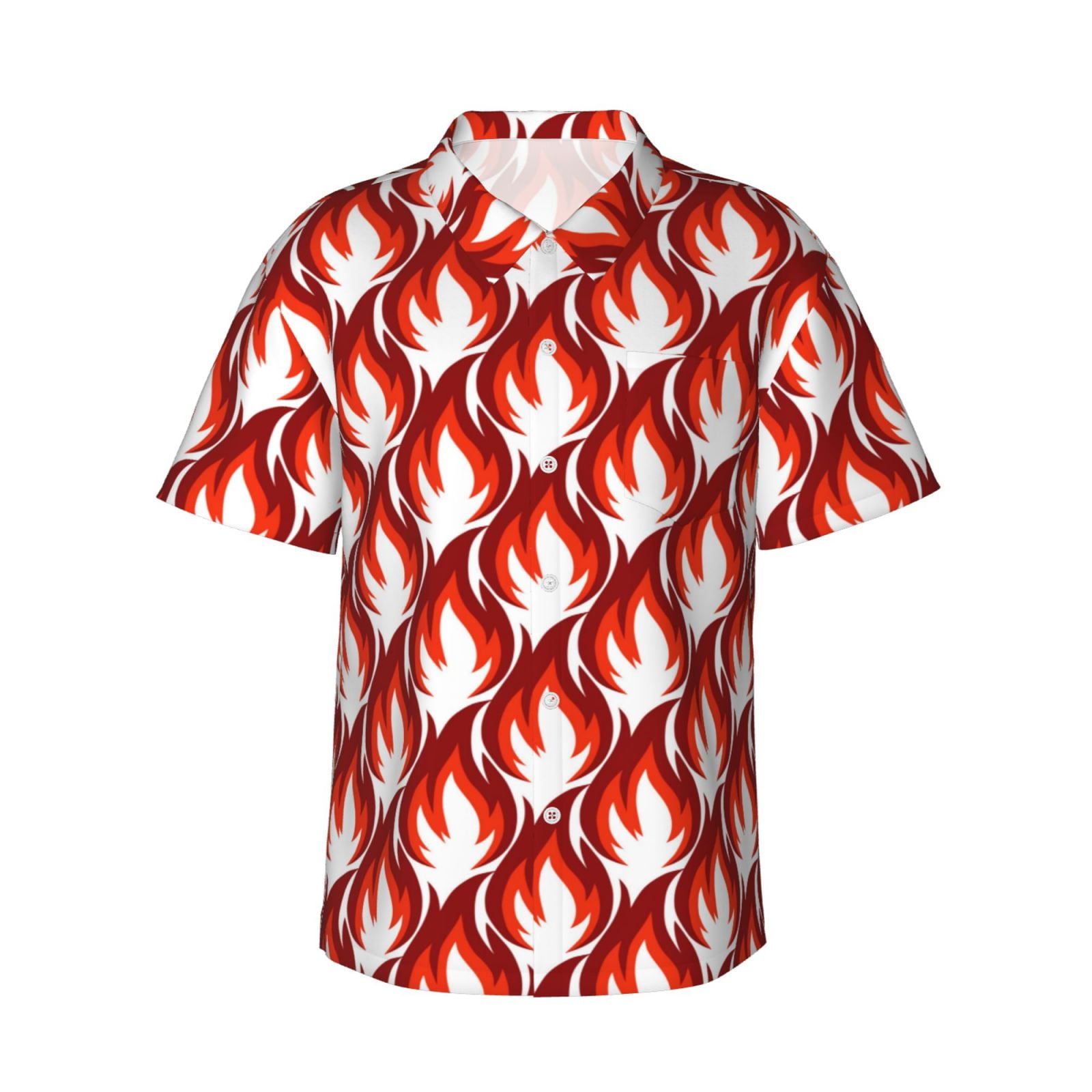 Daiia Fire Symbols Hawaiian Shirt for Men Gentle Cotton Regular Short ...