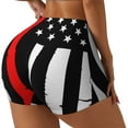 thumbnail image 1 of Daiia Firefighters USA Flag Pattern Women's Workout Shorts Biker Shorts - High Waisted Workout Spandex Tummy Control Gym Running Yoga Shorts-Large, 1 of 8
