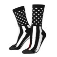 thumbnail image 1 of Daiia Firefighters USA Flag Print Crew Socks – Soft Breathable Long Socks for Men & Women, Moisture-Wicking & Comfortable Daily Wear Socks, One-Size Fits Most (US 5-11), 1 of 6