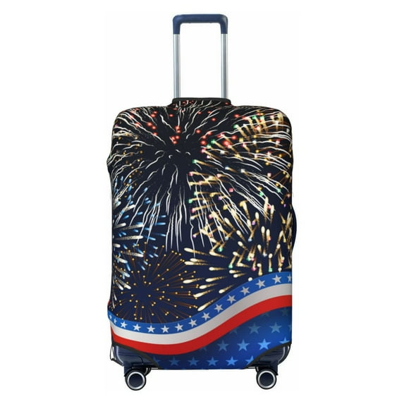 Daiia Fireworks Luggage Cover, Thickened Washable Travel Luggage Covers, Elastic Unique Baggage Covers for 18-20 inch Luggage-X-Large