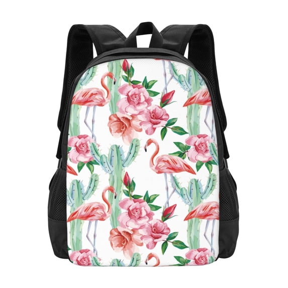 Daiia Flamingo Flower Backpack for Men and Women -Durable Backpack Large Capacity, Water-Resistant Bag with Adjustable Straps and Laptop Compartment