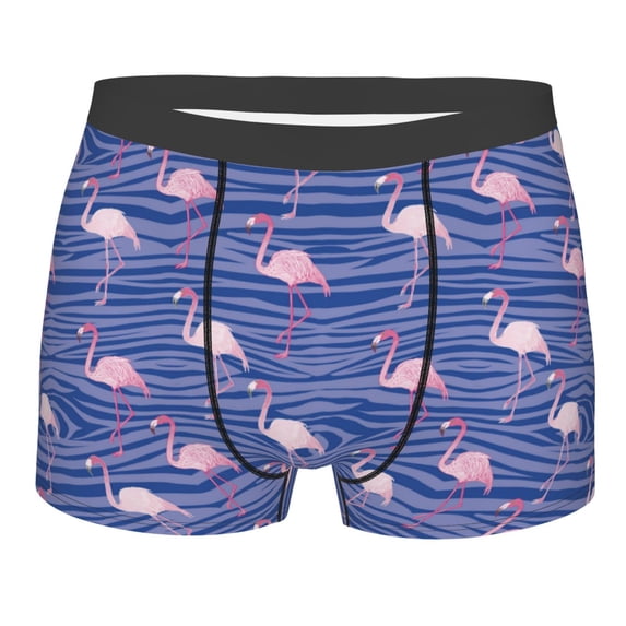 Daiia Flamingo Men's Underwear Boxer Briefs, Cotton Stretch Moisture-Wicking Underwear-Large