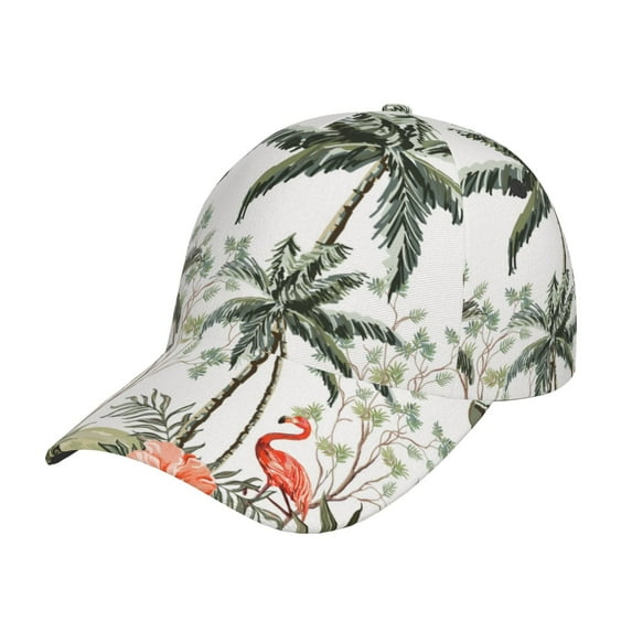 Daiia Flamingo Palm Trees Baseball Cap Men Women Classic Adjustable For Running Workout And Outdoor Activitie All Season Dad Hat Gift