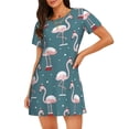 thumbnail image 1 of Daiia Flamingo Print Women's Nightshirt Soft Nightgowns for Women Short Sleeve dress Short-sleeved Sleepwear, 1 of 6