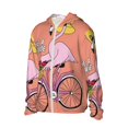 thumbnail image 1 of Daiia Flamingo Riding a Bicycle UPF 50+ Sun Protection Hoodie Jacket Lightweight Long Sleeve Sun Shirt for Women Men with Pocket Hiking Outdoor-Medium, 1 of 7