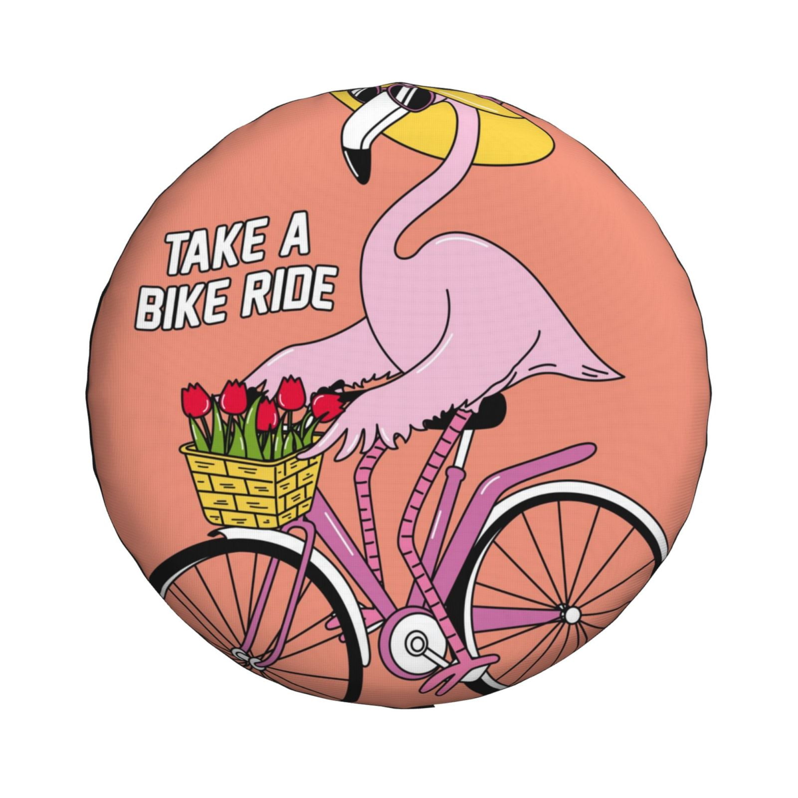 Daiia Flamingo Riding a Bicycle Tire Covers , Travel Trailer Camper