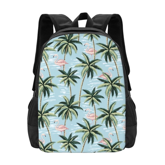 Daiia Flamingos And Palms Backpack for Men and Women -Durable Backpack Large Capacity, Water-Resistant Bag with Adjustable Straps and Laptop Compartment