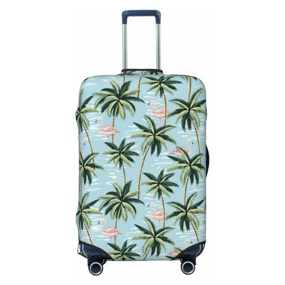 Daiia Flamingos And Palms Luggage Cover, Thickened Washable Travel Luggage Covers, Elastic Unique Baggage Covers for 18-20 inch Luggage-Medium