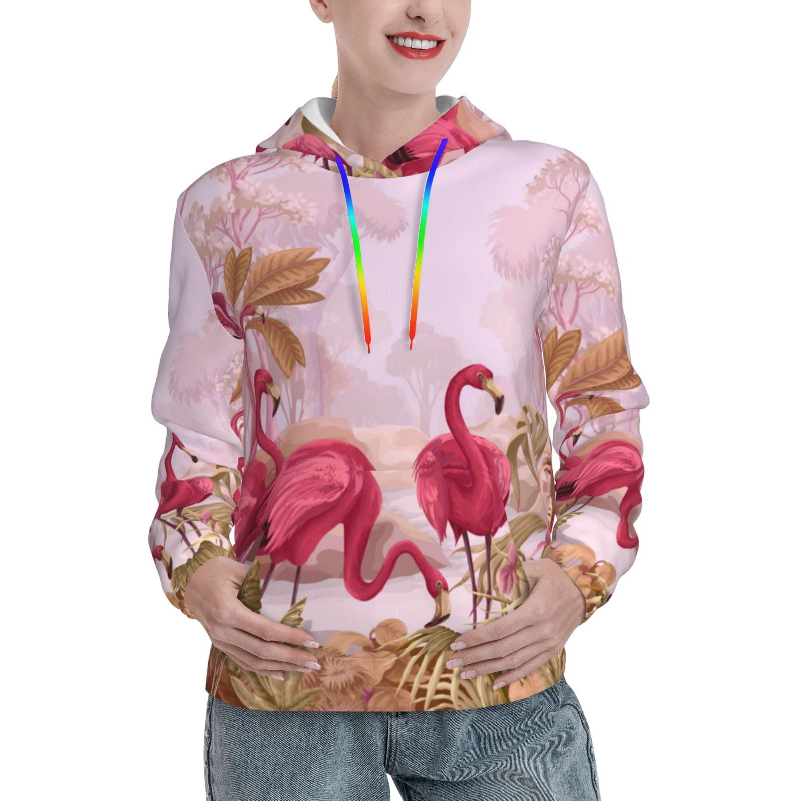 Daiia Flamingos In The Tropical Forest Pattern Women's Fashion Hoodies ...