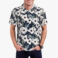 thumbnail image 1 of Daiia Floral Flowers Blue Pattern Men’s Polo Shirts,Solid Deck Shirt,Classic Fit, Breathable Cotton Polo for Casual and Sport Wear-X-Large, 1 of 9