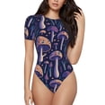 thumbnail image 1 of Daiia Floral Hippie Mushrooms print Women's Crew Neck Short Sleeve Bodysuit Fashion Tops Fit Casual Basic Extender Bodysuit-Medium, 1 of 9