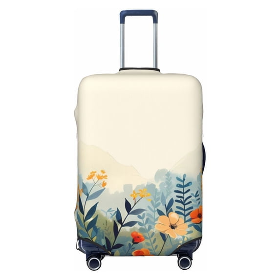 Daiia Floral Mountain Landscape Luggage Cover, Thickened Washable Travel Luggage Covers, Elastic Unique Baggage Covers for 18-20 inch Luggage-Large