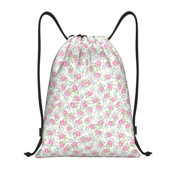 Daiia Floral Pattern Drawstring Backpack, Gym Bag, Lightweight Backpack, Water-Resistant Bag Travel Sports Backpack, Fitness Bag, Yoga Bag-Small