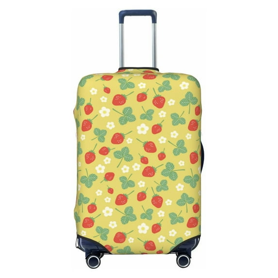 Daiia Floral Strawberr Luggage Cover, Thickened Washable Travel Luggage Covers, Elastic Unique Baggage Covers for 18-20 inch Luggage-Medium