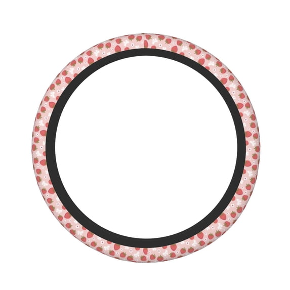 Daiia Floral Strawberr Steering Wheel Cover Auto Steering Wheel Covers Breathable Anti-Slip Steering Wheels Car Interior Decor Accessories for Men Women Universal 15 Inch