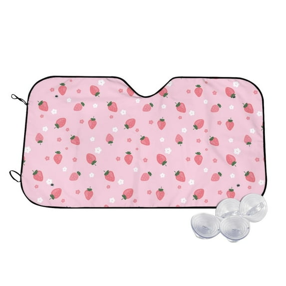 Daiia Floral Strawberr Windshield Sun Shade for Car SUV Truck (Medium ), Car Sun Shade Windshield, Car Shades for Front Windows, Sunshade for Car Windshield