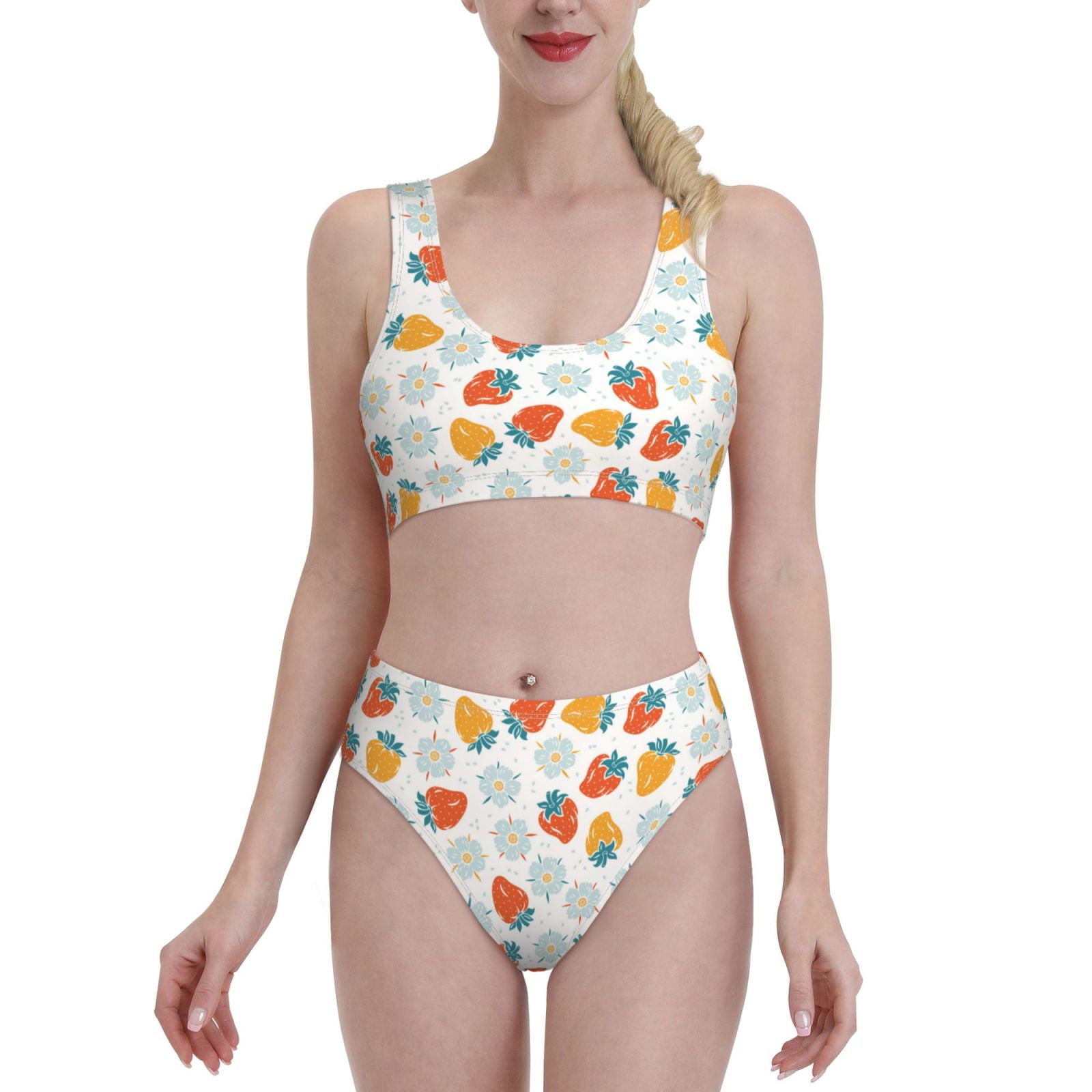 Daiia Floral Strawberr printed 2 piece Swimsuit Bikinis for