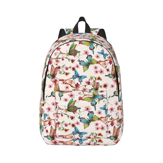 Daiia Floral With Butterflies Vintage Canvas Backpack for Men and Women ,Hiking Backpack,Travel Laptop Bag for School,Large Capacity Backpack
