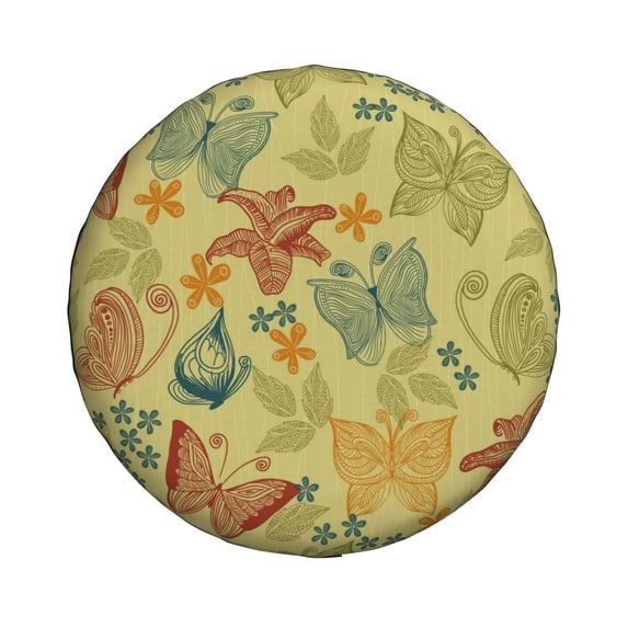 Daiia Floral with Butterflies Tire Covers , Travel Trailer Camper Truck SUV Motorhome Waterproof Wheel Cover, Sun Rain Snow Protector-16 inch