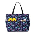 thumbnail image 1 of Daiia Flower Blue Skull Beach Travel Bag - Water-Resistant Beach Bag, Lightweight Tote with 7 Pockets for Women and Men - Gym,Pool,Camping,Reusable Grocery Bag, 1 of 7