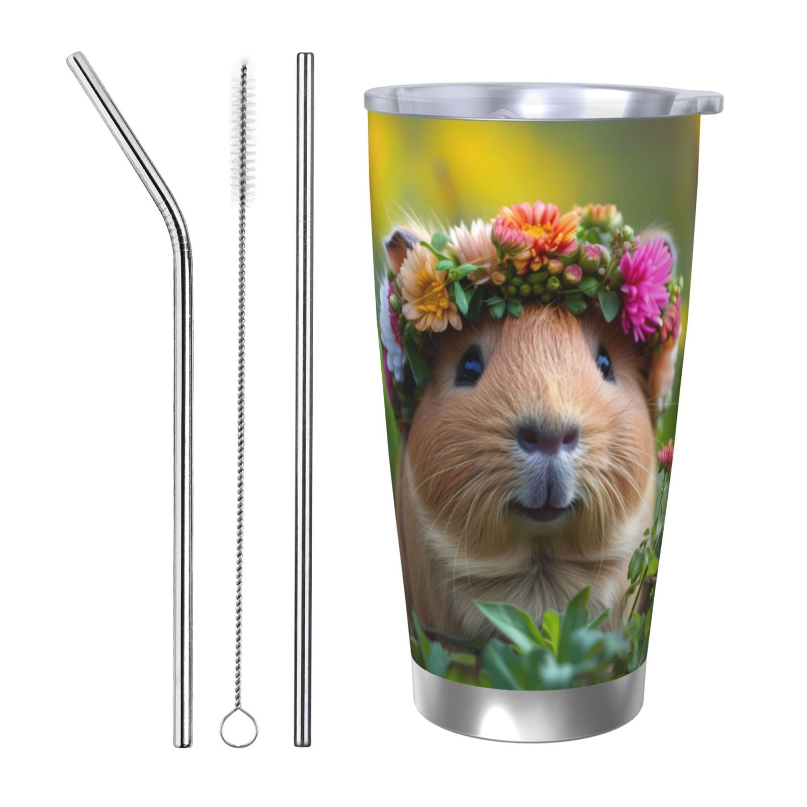 Daiia Flower Crown Guinea Pig Printed 20oz Insulated Coffee Cup with ...