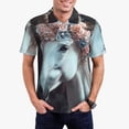 thumbnail image 1 of Daiia Flower Crown White Horse Pattern Men’s Polo Shirts,Solid Deck Shirt,Classic Fit, Breathable Cotton Polo for Casual and Sport Wear-3X-Large, 1 of 7