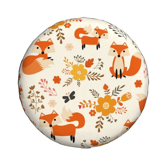 Daiia Flower Fox Tire Covers , Travel Trailer Camper Truck SUV Motorhome Waterproof Wheel Cover, Sun Rain Snow Protector-15 inch