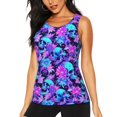 thumbnail image 1 of Daiia Flower Happy Skull Printed Womens Workout Tops for Women Quick-dry Tank Tops Mesh Yoga Shirts Athletic Running Tank Tops Sleeveless Gym Clothes-, 1 of 7