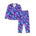 thumbnail image 1 of Daiia Flower Happy Skull for Women's Long-Sleeved Pajama Set – Soft & Comfortable Sleepwear Button-Up Pajamas Cozy Lounge Wear-XX-Large, 1 of 7