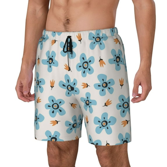 Daiia Flower Leaves Mens Swim Trunks Swim Shorts Quick Dry Swim Shorts with Mesh Lining Pockets-Small