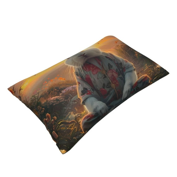 Daiia Flower Meditating Rabbit Bedding Waterproof Pillow Protector Zippered Queen – Bed Bug Proof Pillow Encasement-20"x30"