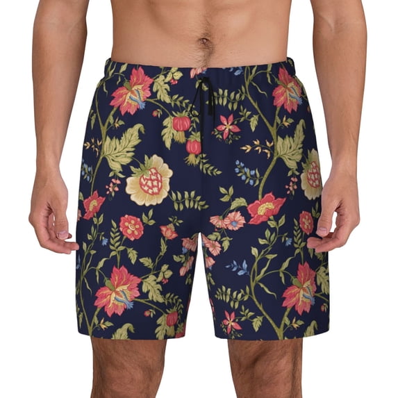 Daiia Flower Mens Swim Trunks Swim Shorts Quick Dry Swim Shorts with Mesh Lining Pockets-XX-Large