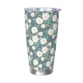thumbnail image 1 of Daiia Flower Printed 20oz Insulated Coffee Cup with Straw Topper, Fully Spill Proof Travel Coffee Mug, Stainless Steel Tumbler for Work Home Outdoor Car-Without Straw, 1 of 8