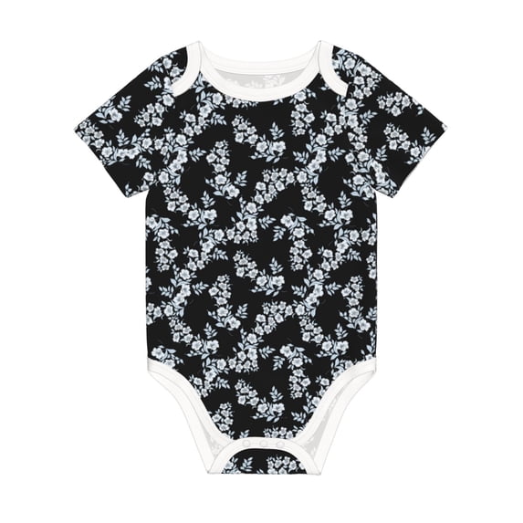 Daiia Flower Printed Unisex-Baby Short Sleeve Onesies Bodysuits Baby Climbing Clothes Soft and Comfortable Romper with Expandable Shoulder Design-12 Months