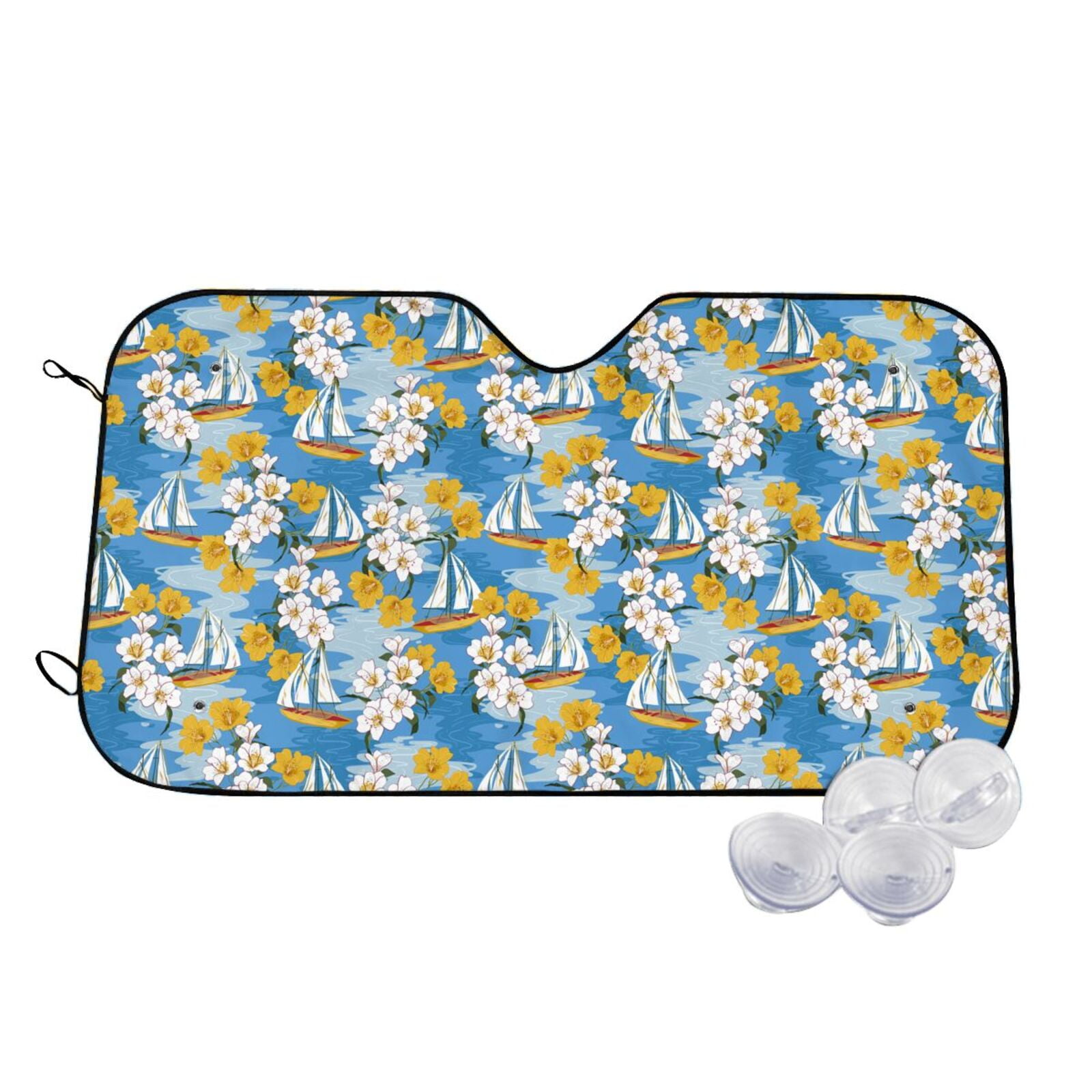 Daiia Flower and Sail Boat Windshield Sun Shade for Car SUV Truck