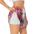 thumbnail image 1 of Daiia Flower White Cow Pattern Women's 2 in 1 Running Shorts - Lightweight Athletic Workout Gym Yoga Shorts Liner with Phone Pockets-Large, 1 of 7