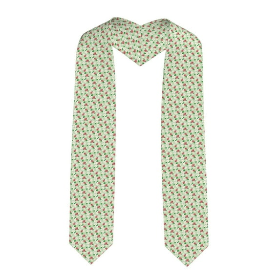 Daiia Flower With Ladybug Pattern Graduation Shawl Stole – Satin Graduation Stole Academic Stole Non-Slip Design-Sharp Corner