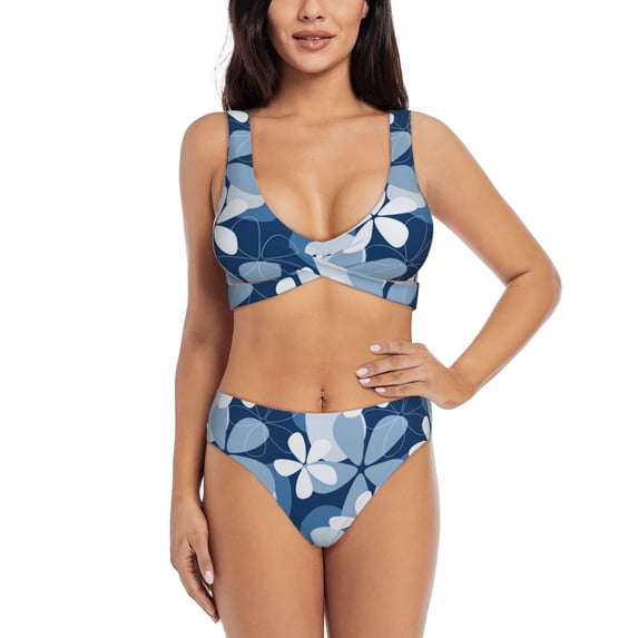 Daiia Flower Women's Bikini Set Two Piece Swimsuit High Waisted Bikini Adjustable Straps Bikini Perfect for Beach, Pool, and Summer Vacation-X-Large