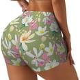 thumbnail image 1 of Daiia Flowers And Buds Pattern Women's Workout Shorts Biker Shorts - High Waisted Workout Spandex Tummy Control Gym Running Yoga Shorts-Large, 1 of 8