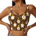 thumbnail image 1 of Daiia Flowers And Gnomes Bees Printed Women's Sports Bra, Breathable Activewear Bra with U-Back Design and Removable Pads, Comfortable and Supportive for Yoga, Workout-X-Large, 1 of 8
