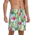thumbnail image 1 of Daiia Flowers and Cactus Mens Woven Stretch Pajama Short,Short Pajama Pants-Small, 1 of 9