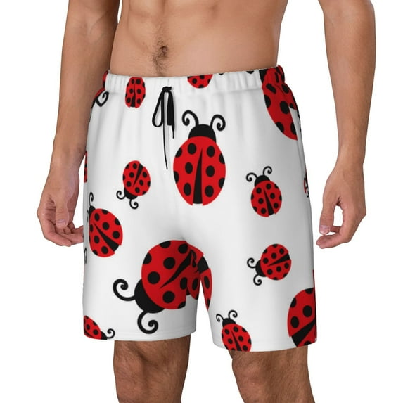 Daiia Fly Flying Ladybug Mens Swim Trunks Swim Shorts Quick Dry Swim Shorts with Mesh Lining Pockets-Small
