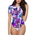 thumbnail image 1 of Daiia Flying Butterflies Women'S Crew Neck Short Sleeve Slim Fit T Shirts Tops Basic Bodysuit Leotard Clothing-X-Large, 1 of 9
