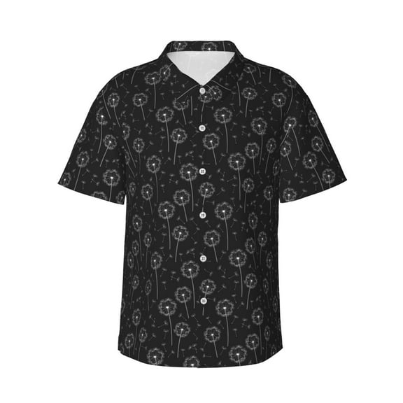 Daiia Flying Dandelion Hawaiian Shirt for Men Gentle Cotton Regular Short Sleeve Casual-XX-Large